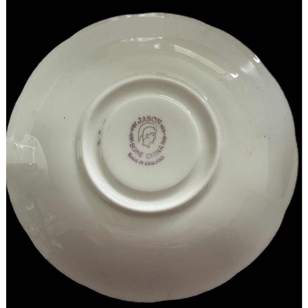 JASON Bone China Teacup and Saucer White Pink Floral English Style 8oz Tea Cup S - Picture 3 of 8